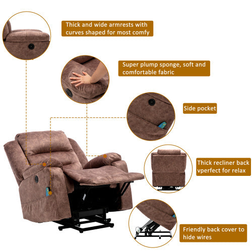 Electric Power Lift Recliner Sofa With Massage And Heat For Elderly