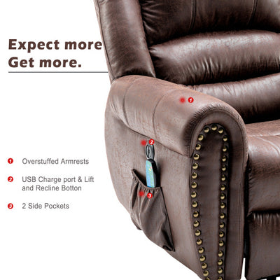 Large Power Lift Recliner Chairs With Massage And Heat For Elderly People