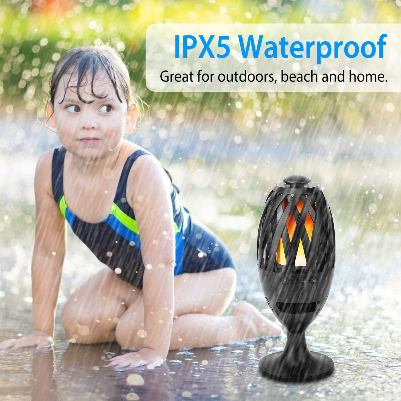 1Pc LED Flame Speakers Torch Wireless Stereo Bass Speaker