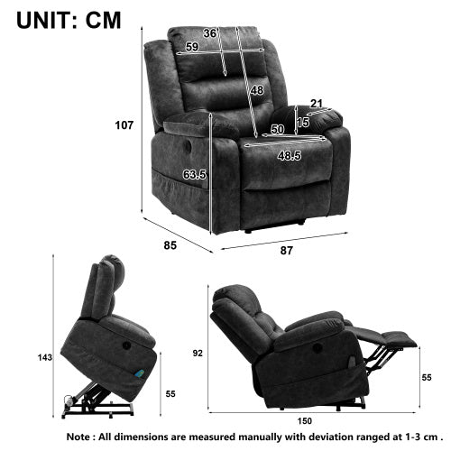 Electric Power Lift Recliner Sofa With Massage And Heat For Elderly