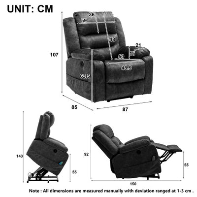 Electric Power Lift Recliner Sofa With Massage And Heat For Elderly
