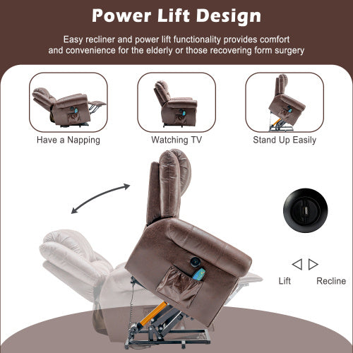 Large Power Lift Recliner Chairs With Massage And Heat For Elderly People