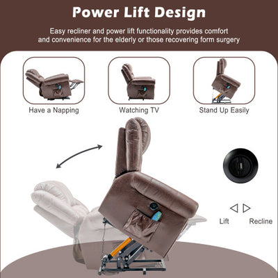 Large Power Lift Recliner Chairs With Massage And Heat For Elderly People