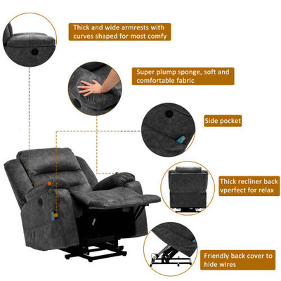 Electric Power Lift Recliner Sofa With Massage And Heat For Elderly